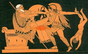 Neoptolemos kills Priam. Courtesy of Creative Commons, Wikipedia WP:CC BY-SA. 